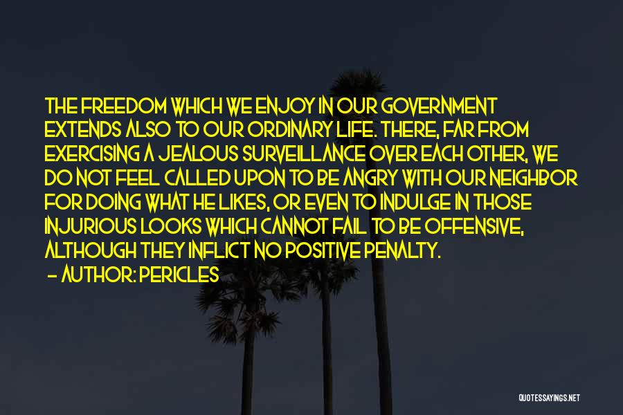 Pericles Quotes: The Freedom Which We Enjoy In Our Government Extends Also To Our Ordinary Life. There, Far From Exercising A Jealous