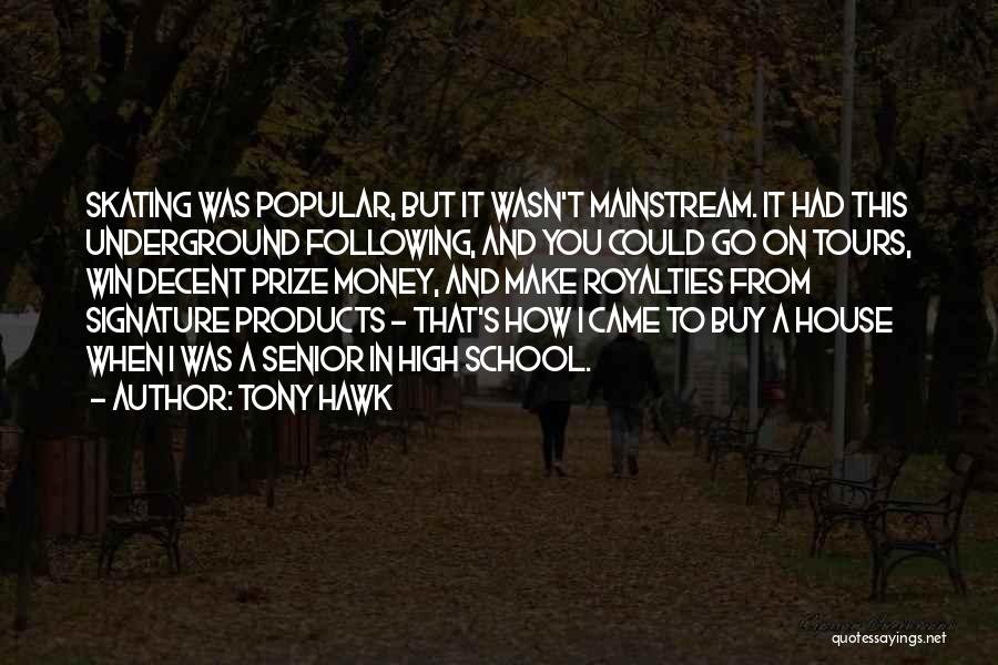 Tony Hawk Quotes: Skating Was Popular, But It Wasn't Mainstream. It Had This Underground Following, And You Could Go On Tours, Win Decent