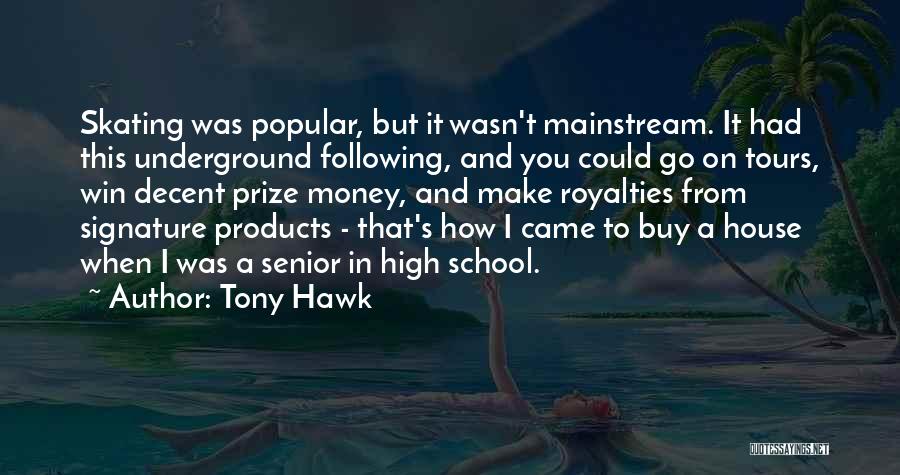 Tony Hawk Quotes: Skating Was Popular, But It Wasn't Mainstream. It Had This Underground Following, And You Could Go On Tours, Win Decent