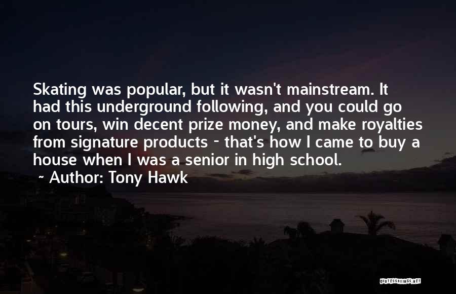 Tony Hawk Quotes: Skating Was Popular, But It Wasn't Mainstream. It Had This Underground Following, And You Could Go On Tours, Win Decent