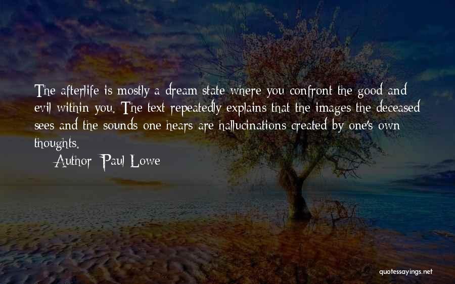 Paul Lowe Quotes: The Afterlife Is Mostly A Dream State Where You Confront The Good And Evil Within You. The Text Repeatedly Explains