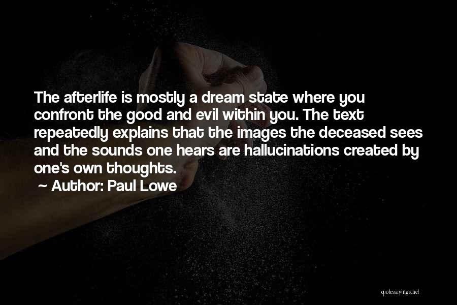 Paul Lowe Quotes: The Afterlife Is Mostly A Dream State Where You Confront The Good And Evil Within You. The Text Repeatedly Explains