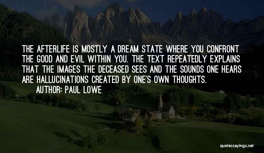 Paul Lowe Quotes: The Afterlife Is Mostly A Dream State Where You Confront The Good And Evil Within You. The Text Repeatedly Explains