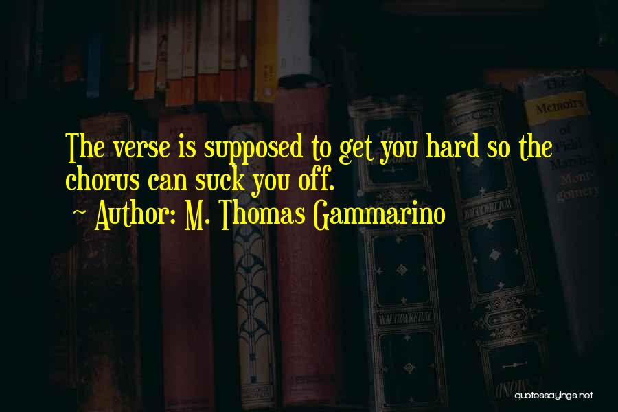 M. Thomas Gammarino Quotes: The Verse Is Supposed To Get You Hard So The Chorus Can Suck You Off.