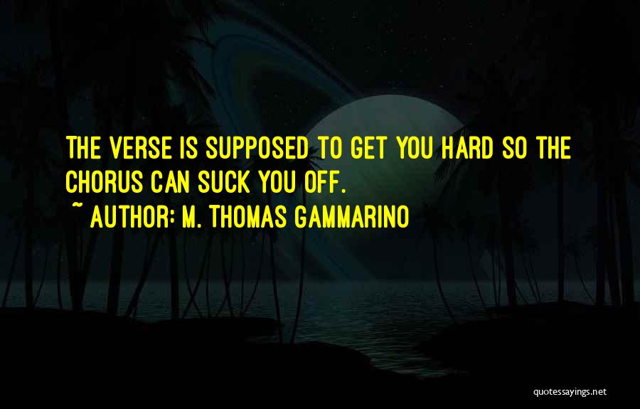 M. Thomas Gammarino Quotes: The Verse Is Supposed To Get You Hard So The Chorus Can Suck You Off.