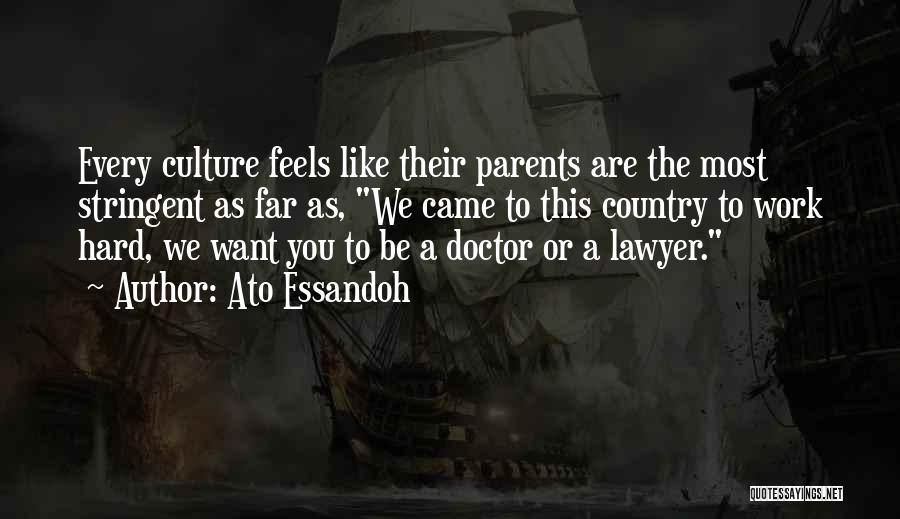 Ato Essandoh Quotes: Every Culture Feels Like Their Parents Are The Most Stringent As Far As, We Came To This Country To Work