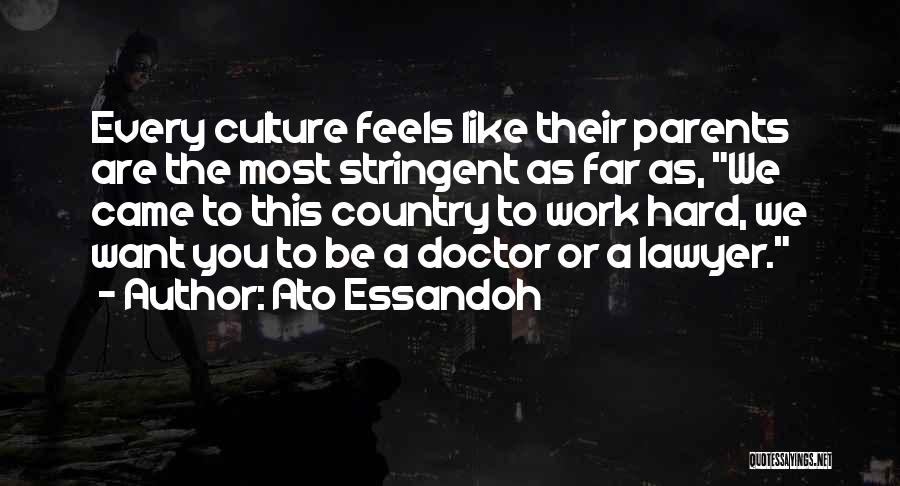 Ato Essandoh Quotes: Every Culture Feels Like Their Parents Are The Most Stringent As Far As, We Came To This Country To Work