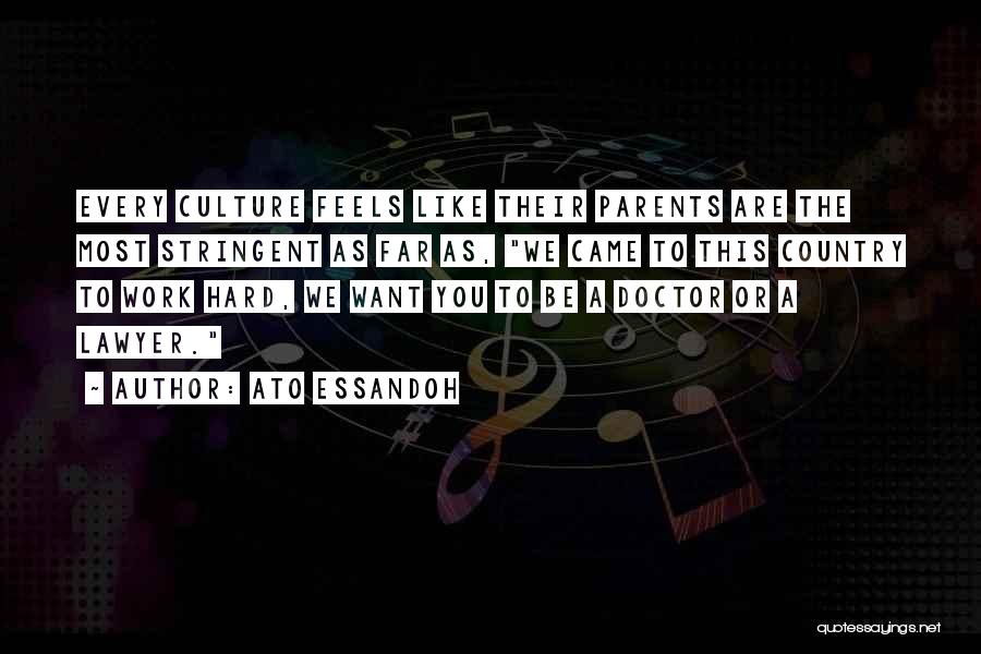 Ato Essandoh Quotes: Every Culture Feels Like Their Parents Are The Most Stringent As Far As, We Came To This Country To Work