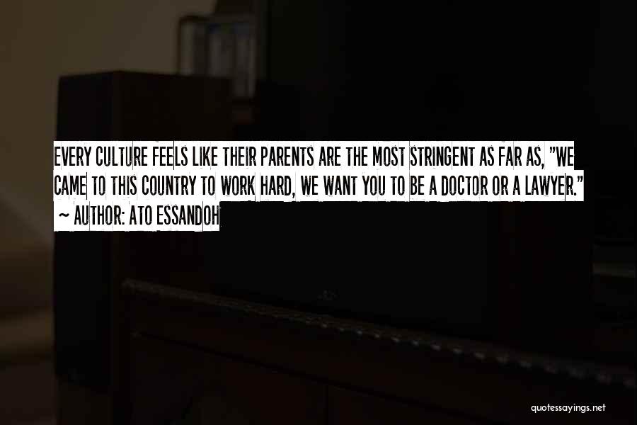 Ato Essandoh Quotes: Every Culture Feels Like Their Parents Are The Most Stringent As Far As, We Came To This Country To Work