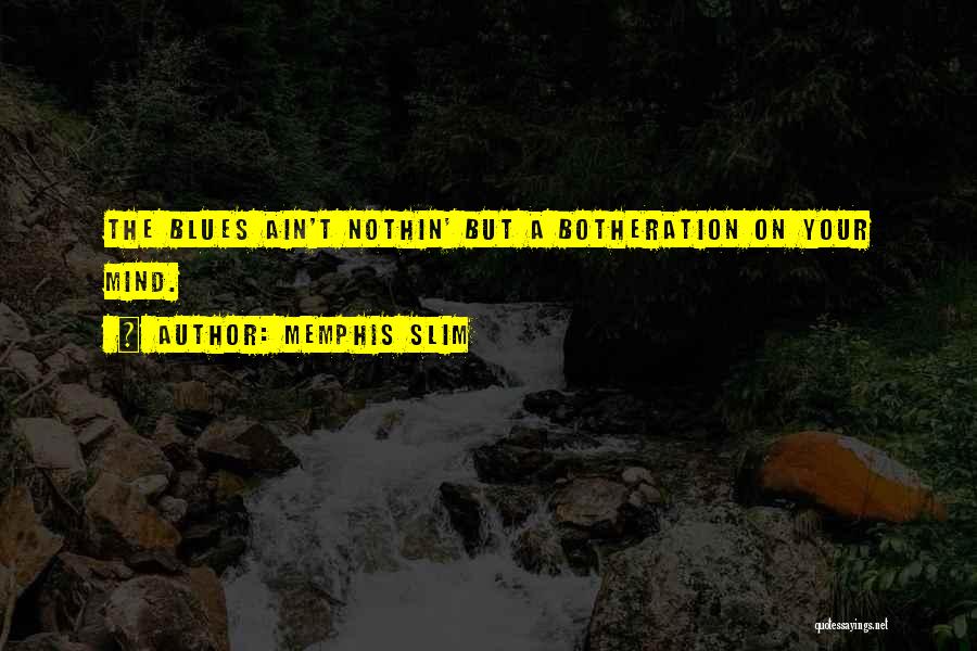 Memphis Slim Quotes: The Blues Ain't Nothin' But A Botheration On Your Mind.