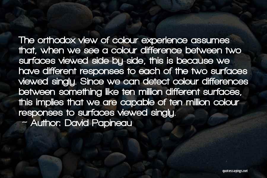 David Papineau Quotes: The Orthodox View Of Colour Experience Assumes That, When We See A Colour Difference Between Two Surfaces Viewed Side-by-side, This