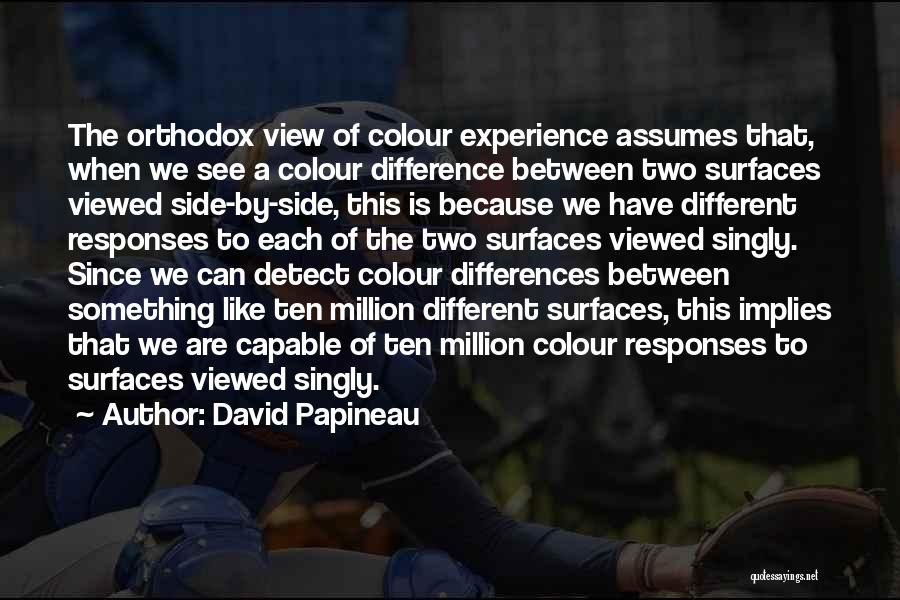 David Papineau Quotes: The Orthodox View Of Colour Experience Assumes That, When We See A Colour Difference Between Two Surfaces Viewed Side-by-side, This