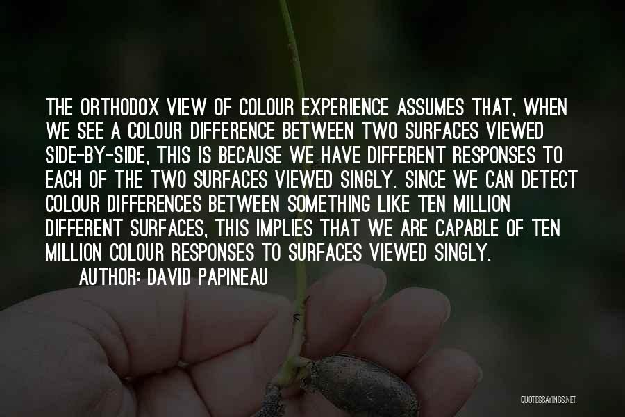 David Papineau Quotes: The Orthodox View Of Colour Experience Assumes That, When We See A Colour Difference Between Two Surfaces Viewed Side-by-side, This