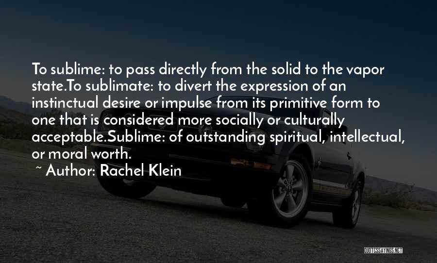 Rachel Klein Quotes: To Sublime: To Pass Directly From The Solid To The Vapor State.to Sublimate: To Divert The Expression Of An Instinctual