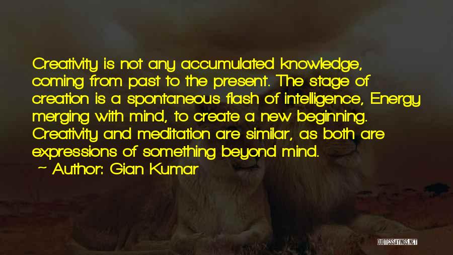 Gian Kumar Quotes: Creativity Is Not Any Accumulated Knowledge, Coming From Past To The Present. The Stage Of Creation Is A Spontaneous Flash