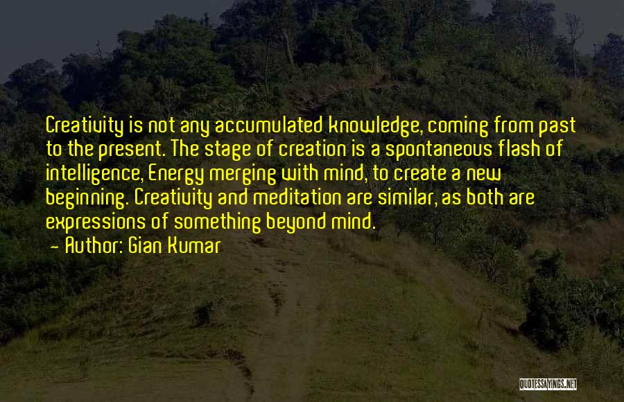 Gian Kumar Quotes: Creativity Is Not Any Accumulated Knowledge, Coming From Past To The Present. The Stage Of Creation Is A Spontaneous Flash