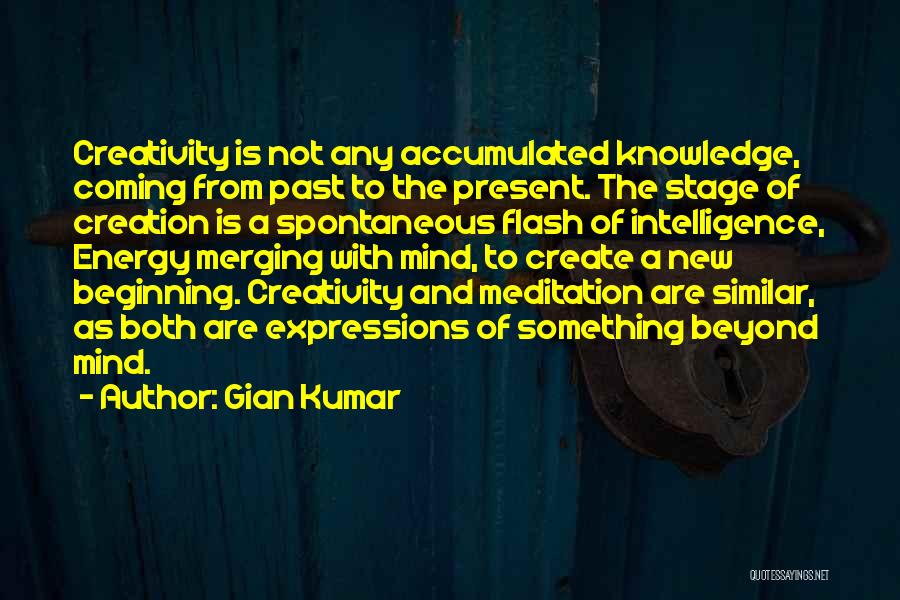 Gian Kumar Quotes: Creativity Is Not Any Accumulated Knowledge, Coming From Past To The Present. The Stage Of Creation Is A Spontaneous Flash