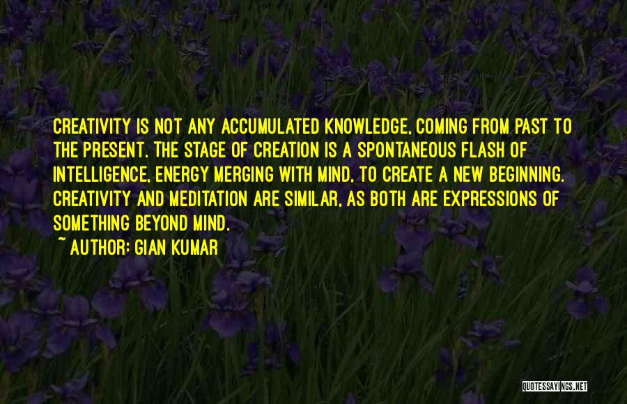 Gian Kumar Quotes: Creativity Is Not Any Accumulated Knowledge, Coming From Past To The Present. The Stage Of Creation Is A Spontaneous Flash