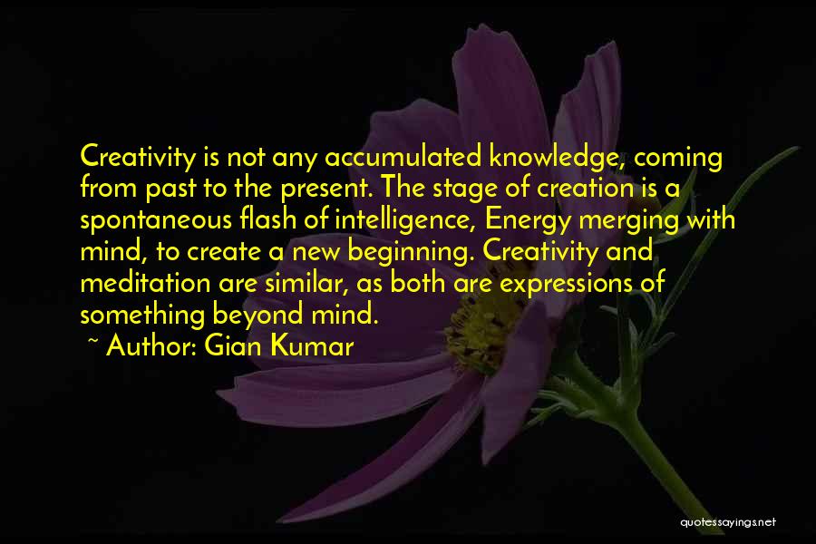Gian Kumar Quotes: Creativity Is Not Any Accumulated Knowledge, Coming From Past To The Present. The Stage Of Creation Is A Spontaneous Flash