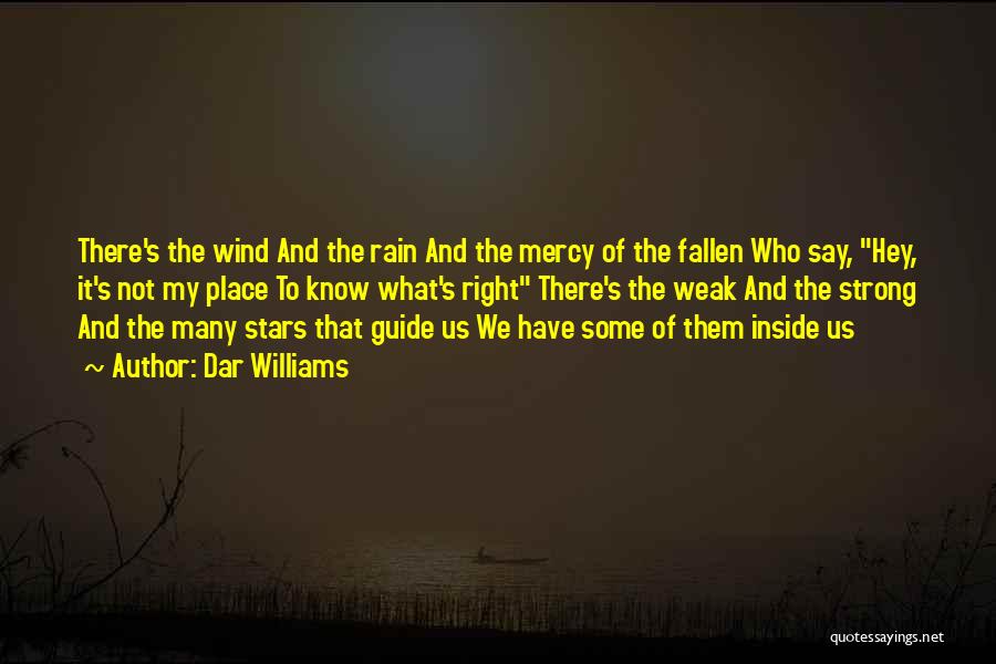 Dar Williams Quotes: There's The Wind And The Rain And The Mercy Of The Fallen Who Say, Hey, It's Not My Place To