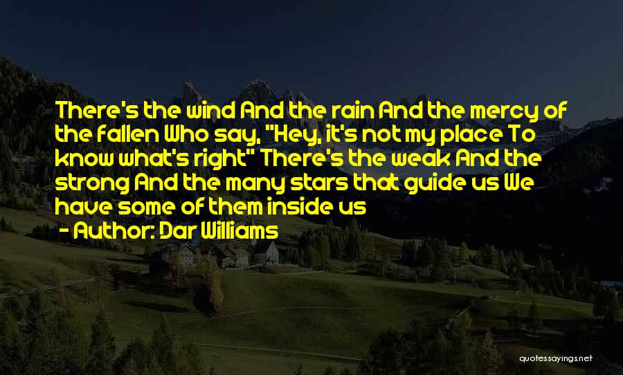 Dar Williams Quotes: There's The Wind And The Rain And The Mercy Of The Fallen Who Say, Hey, It's Not My Place To