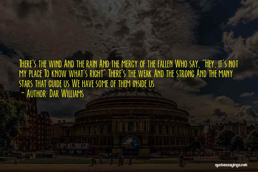 Dar Williams Quotes: There's The Wind And The Rain And The Mercy Of The Fallen Who Say, Hey, It's Not My Place To