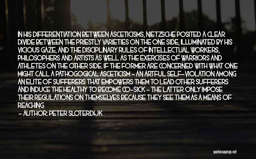 Peter Sloterdijk Quotes: In His Differentiation Between Asceticisms, Nietzsche Posited A Clear Divide Between The Priestly Varieties On The One Side, Illuminated By