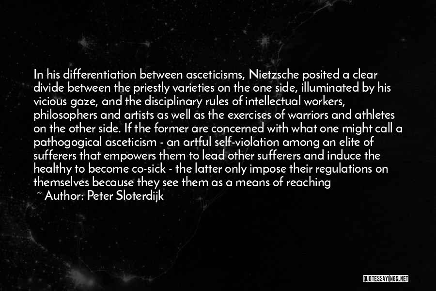 Peter Sloterdijk Quotes: In His Differentiation Between Asceticisms, Nietzsche Posited A Clear Divide Between The Priestly Varieties On The One Side, Illuminated By