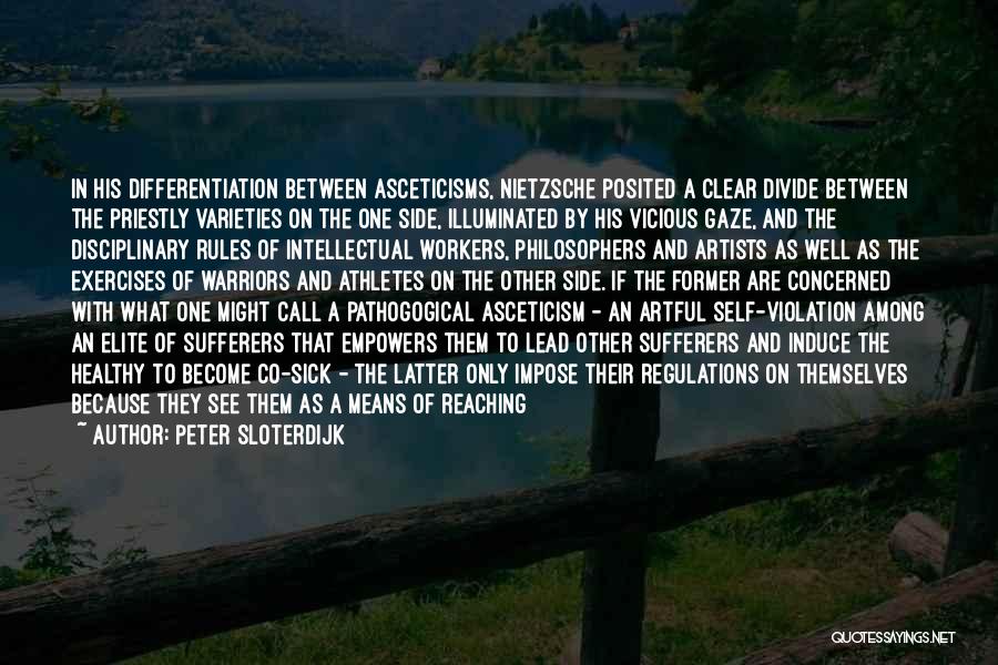 Peter Sloterdijk Quotes: In His Differentiation Between Asceticisms, Nietzsche Posited A Clear Divide Between The Priestly Varieties On The One Side, Illuminated By