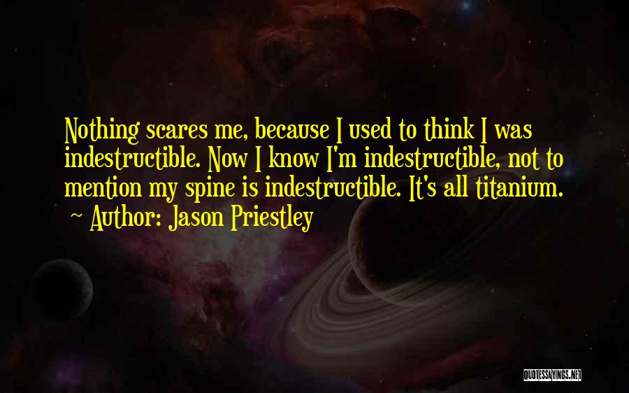 Jason Priestley Quotes: Nothing Scares Me, Because I Used To Think I Was Indestructible. Now I Know I'm Indestructible, Not To Mention My