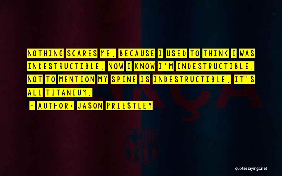 Jason Priestley Quotes: Nothing Scares Me, Because I Used To Think I Was Indestructible. Now I Know I'm Indestructible, Not To Mention My
