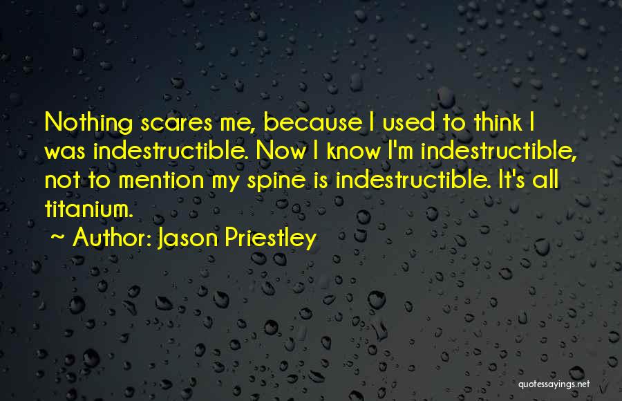Jason Priestley Quotes: Nothing Scares Me, Because I Used To Think I Was Indestructible. Now I Know I'm Indestructible, Not To Mention My