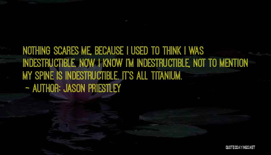 Jason Priestley Quotes: Nothing Scares Me, Because I Used To Think I Was Indestructible. Now I Know I'm Indestructible, Not To Mention My