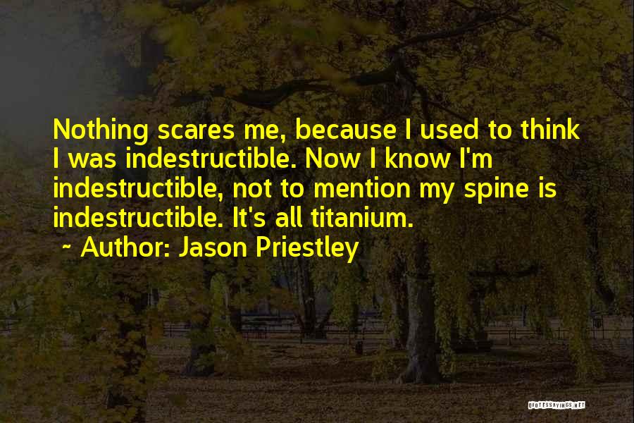Jason Priestley Quotes: Nothing Scares Me, Because I Used To Think I Was Indestructible. Now I Know I'm Indestructible, Not To Mention My