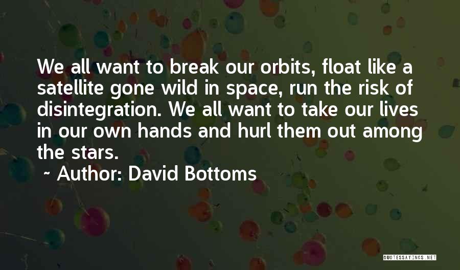 David Bottoms Quotes: We All Want To Break Our Orbits, Float Like A Satellite Gone Wild In Space, Run The Risk Of Disintegration.