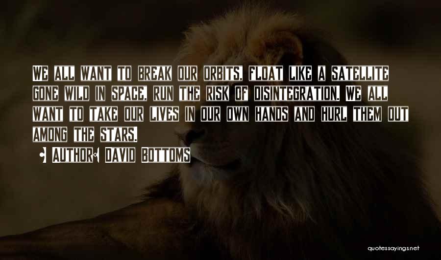 David Bottoms Quotes: We All Want To Break Our Orbits, Float Like A Satellite Gone Wild In Space, Run The Risk Of Disintegration.