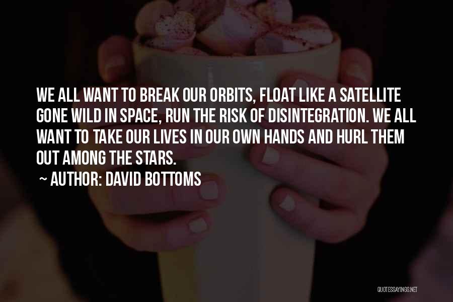 David Bottoms Quotes: We All Want To Break Our Orbits, Float Like A Satellite Gone Wild In Space, Run The Risk Of Disintegration.