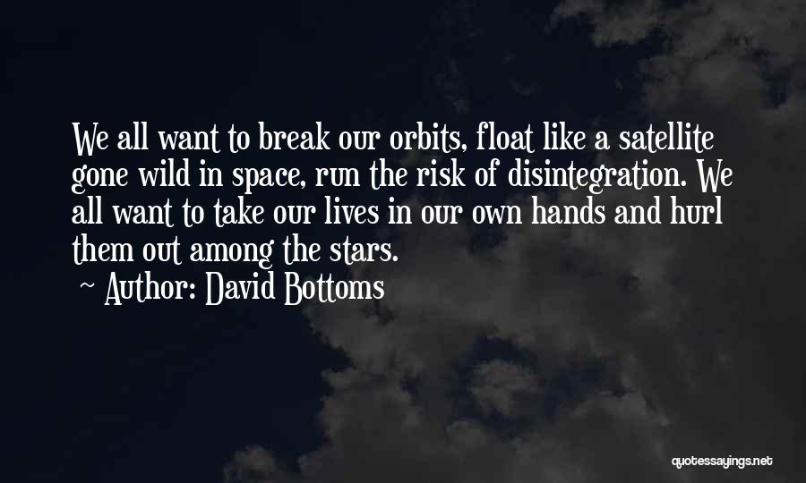 David Bottoms Quotes: We All Want To Break Our Orbits, Float Like A Satellite Gone Wild In Space, Run The Risk Of Disintegration.