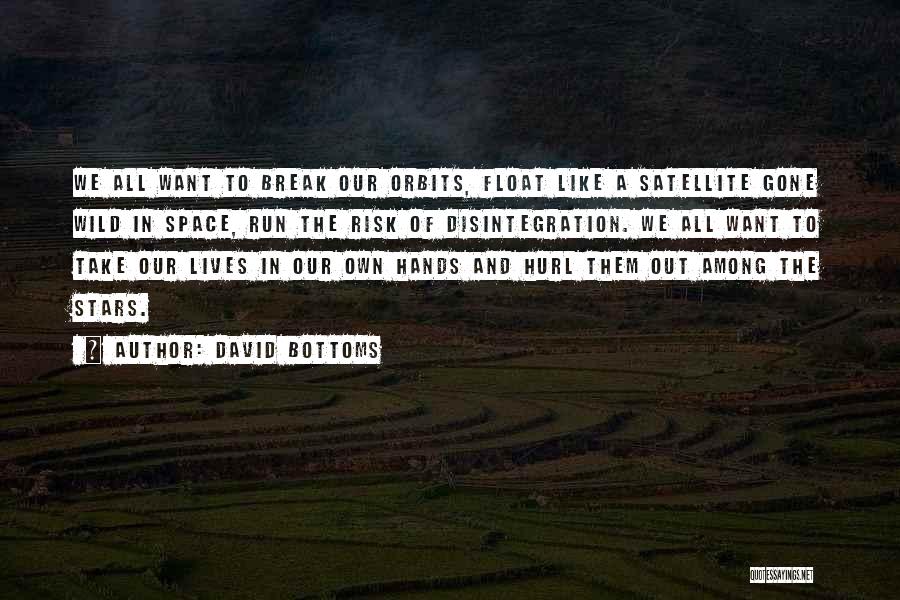 David Bottoms Quotes: We All Want To Break Our Orbits, Float Like A Satellite Gone Wild In Space, Run The Risk Of Disintegration.