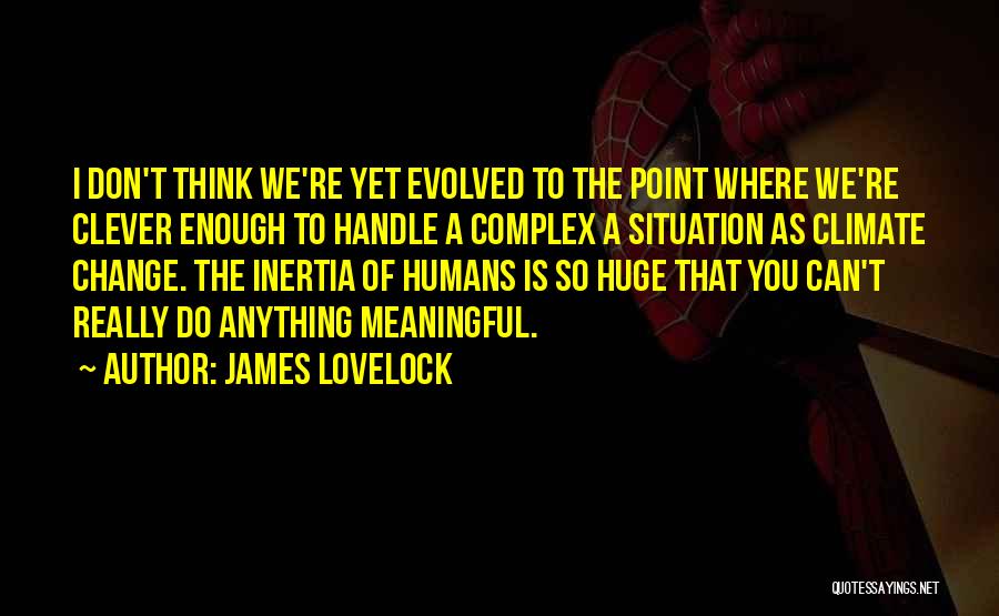 James Lovelock Quotes: I Don't Think We're Yet Evolved To The Point Where We're Clever Enough To Handle A Complex A Situation As