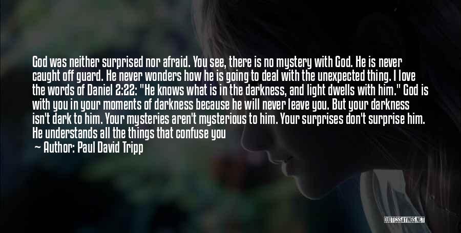 Paul David Tripp Quotes: God Was Neither Surprised Nor Afraid. You See, There Is No Mystery With God. He Is Never Caught Off Guard.