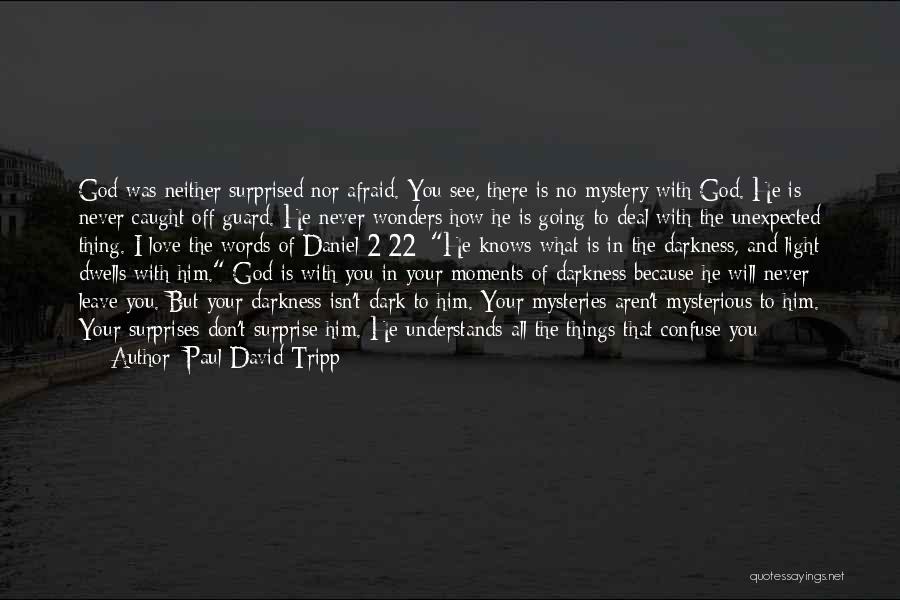 Paul David Tripp Quotes: God Was Neither Surprised Nor Afraid. You See, There Is No Mystery With God. He Is Never Caught Off Guard.