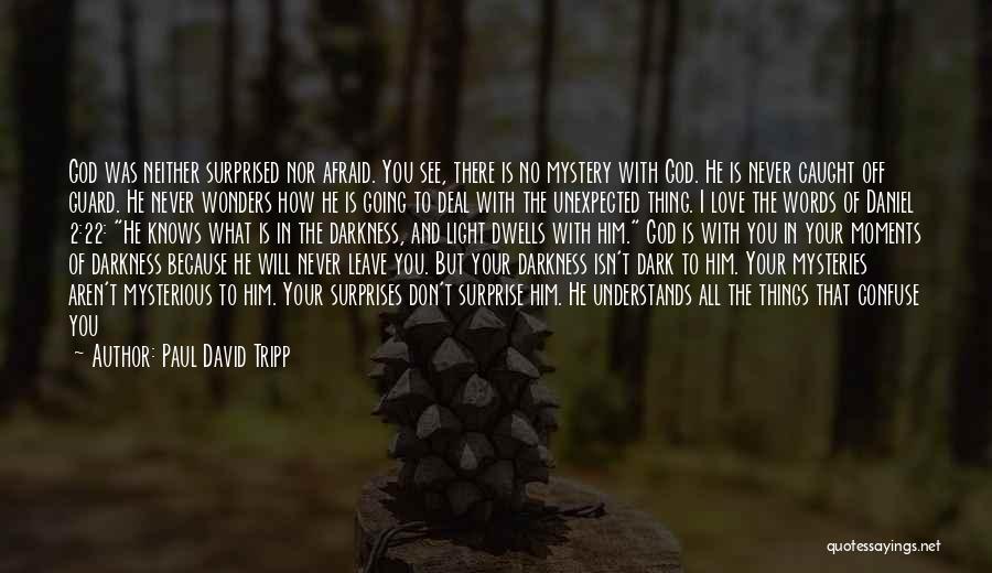 Paul David Tripp Quotes: God Was Neither Surprised Nor Afraid. You See, There Is No Mystery With God. He Is Never Caught Off Guard.