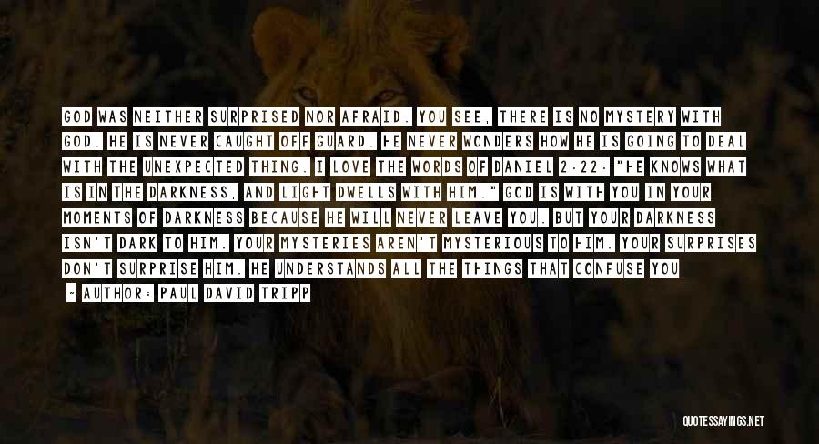 Paul David Tripp Quotes: God Was Neither Surprised Nor Afraid. You See, There Is No Mystery With God. He Is Never Caught Off Guard.