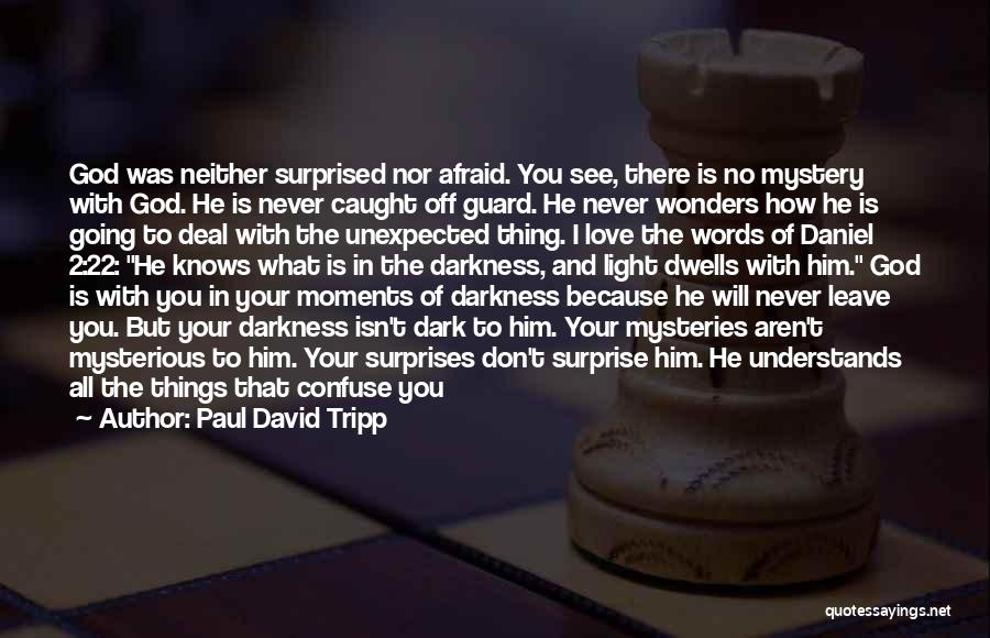 Paul David Tripp Quotes: God Was Neither Surprised Nor Afraid. You See, There Is No Mystery With God. He Is Never Caught Off Guard.