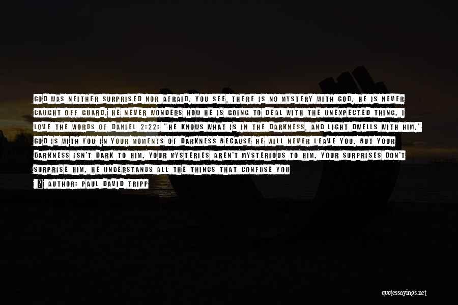 Paul David Tripp Quotes: God Was Neither Surprised Nor Afraid. You See, There Is No Mystery With God. He Is Never Caught Off Guard.