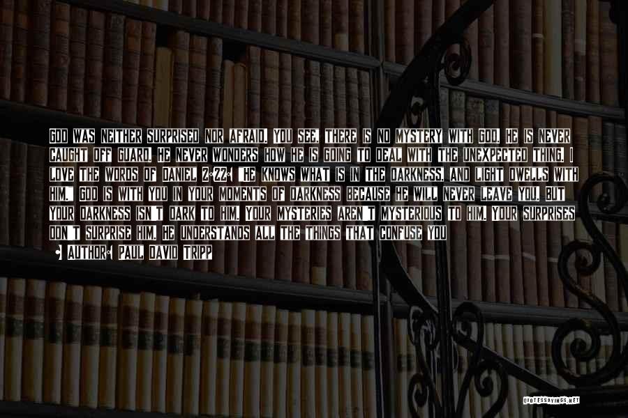Paul David Tripp Quotes: God Was Neither Surprised Nor Afraid. You See, There Is No Mystery With God. He Is Never Caught Off Guard.