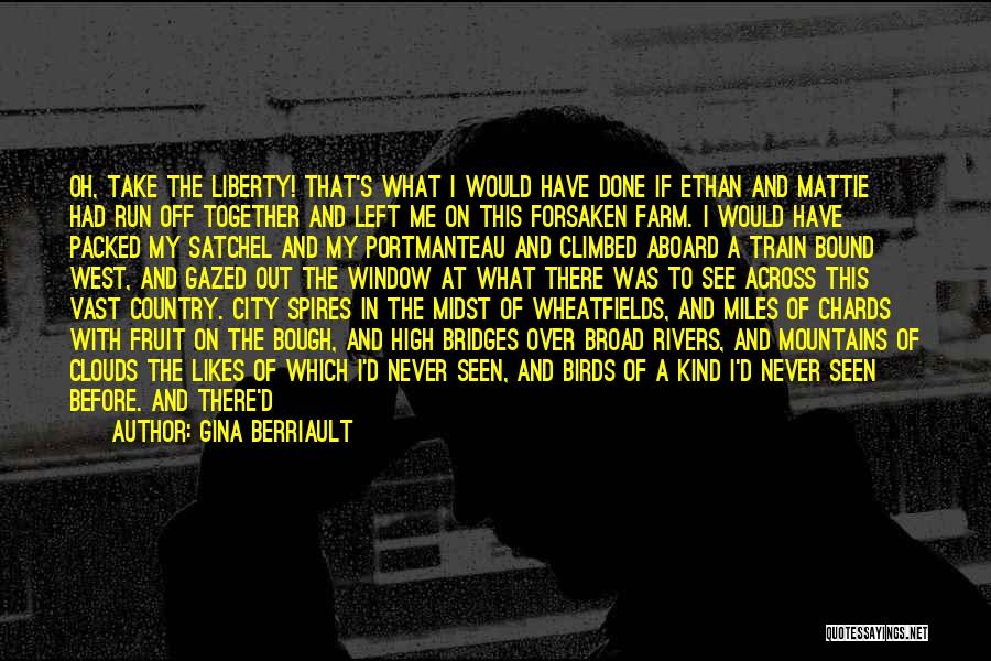 Gina Berriault Quotes: Oh, Take The Liberty! That's What I Would Have Done If Ethan And Mattie Had Run Off Together And Left