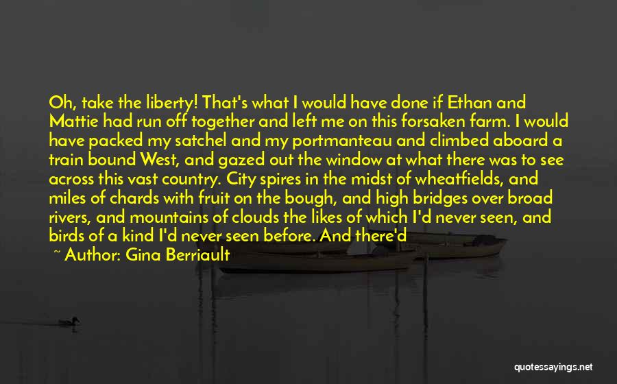 Gina Berriault Quotes: Oh, Take The Liberty! That's What I Would Have Done If Ethan And Mattie Had Run Off Together And Left