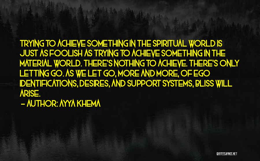 Ayya Khema Quotes: Trying To Achieve Something In The Spiritual World Is Just As Foolish As Trying To Achieve Something In The Material